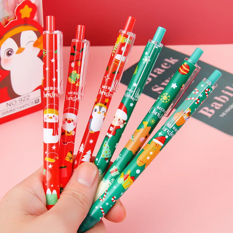 

10Pcs Kawaii Christmas Gel Pen 0.5mm Black Ink Retractable Pens Cute Santa Claus Snowmen Xmas Gift School Office Stationery