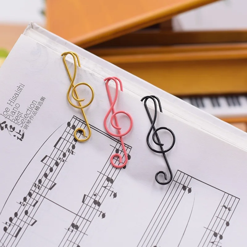 20 PCS Music Paper Clip Metal Office Cute Binder Kawaii Stationery Clip Paper Clips Cute Decorative Clips
