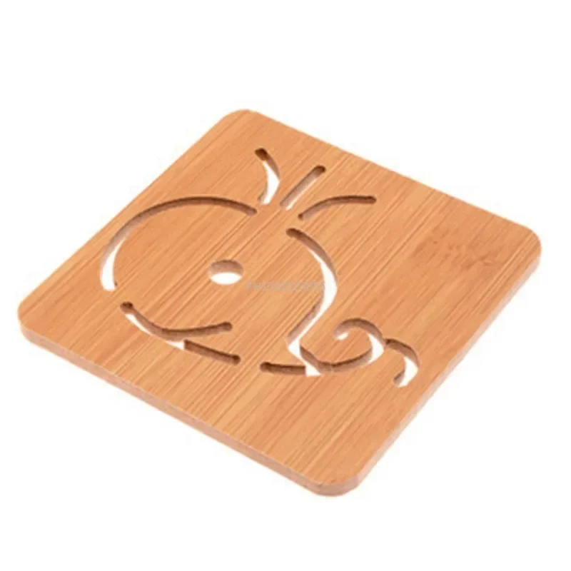 Thickened Anti Scalding Meal Anti Slip Pan Bowl Plate Pad Hollow Out Wooden Coaster Kitchen Tableware Insulation Mats Placemat