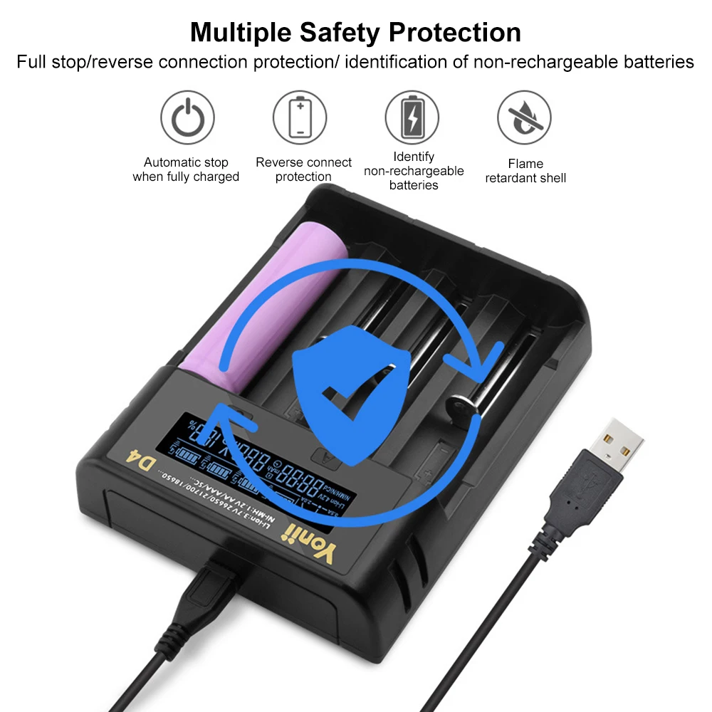Universal Smart Battery Charger for NiMH Li-ion Rechargeable Batteries