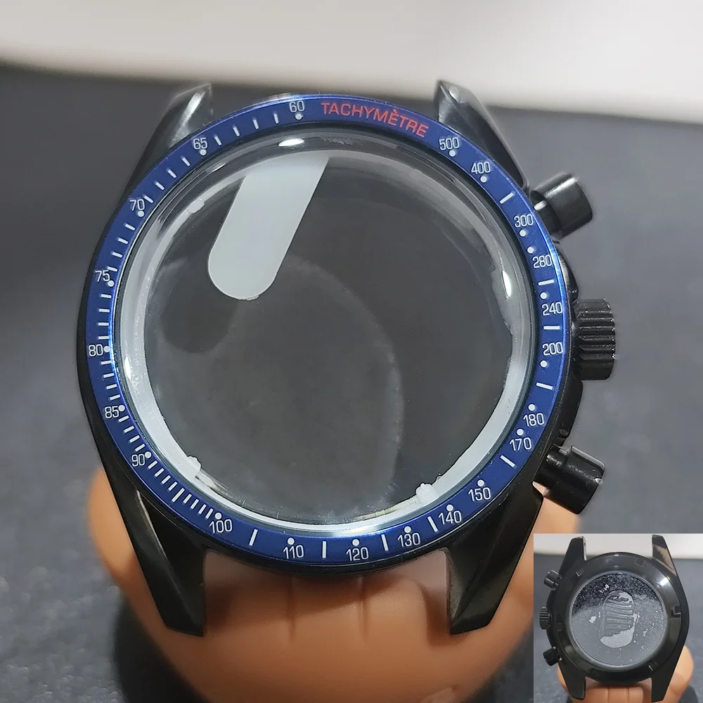 Moon Phase Chronograph Watch Case - 39.7MM Stainless Steel with Moon Pattern Back