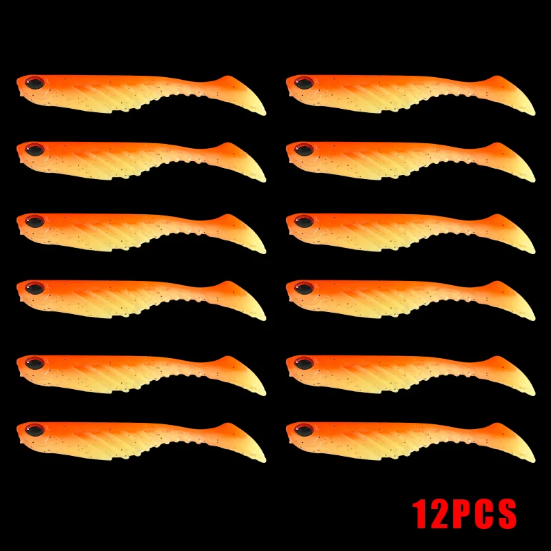 12 Stück T-Tail Soft Bait Universal-Köder für Süß- und Salzwasser, kleine Größe zum Angeln auf Barsch und Barsch, 3 g/Stück – Detail 5