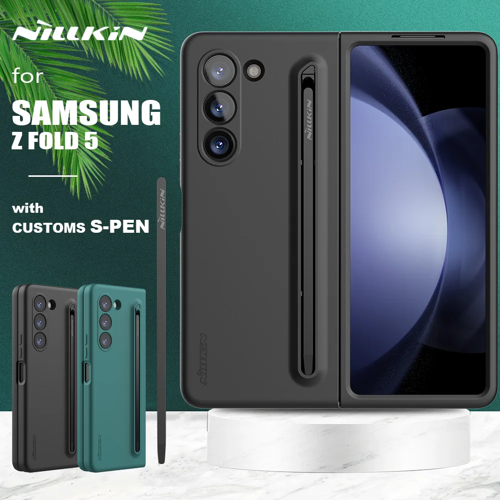 

for Samsung Galaxy Z Fold 5 5G Case Nillkin Silky Silicone Case with Customs S-Pen Cover Case for Samsung Z Fold 5 Stand Case