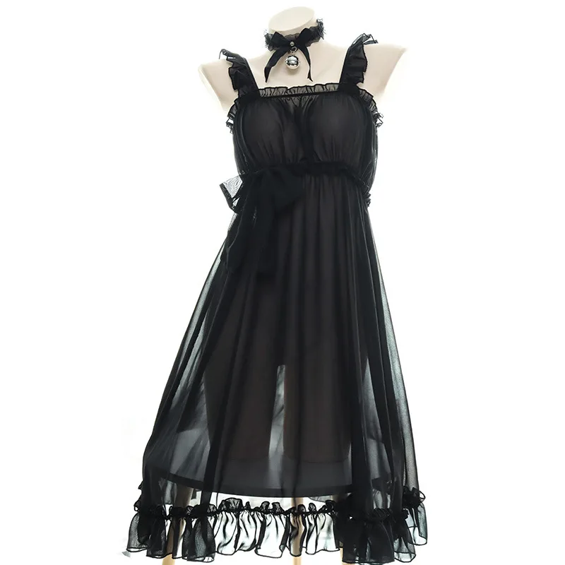 Lolita Dress, Lolita Suspender Dress, Lolita Cosplay Costumes, Suspender Dress, Lolita Skirt-See-through Chiffon Dress Women Sexy Sling Skirt Lolita Cosplay
