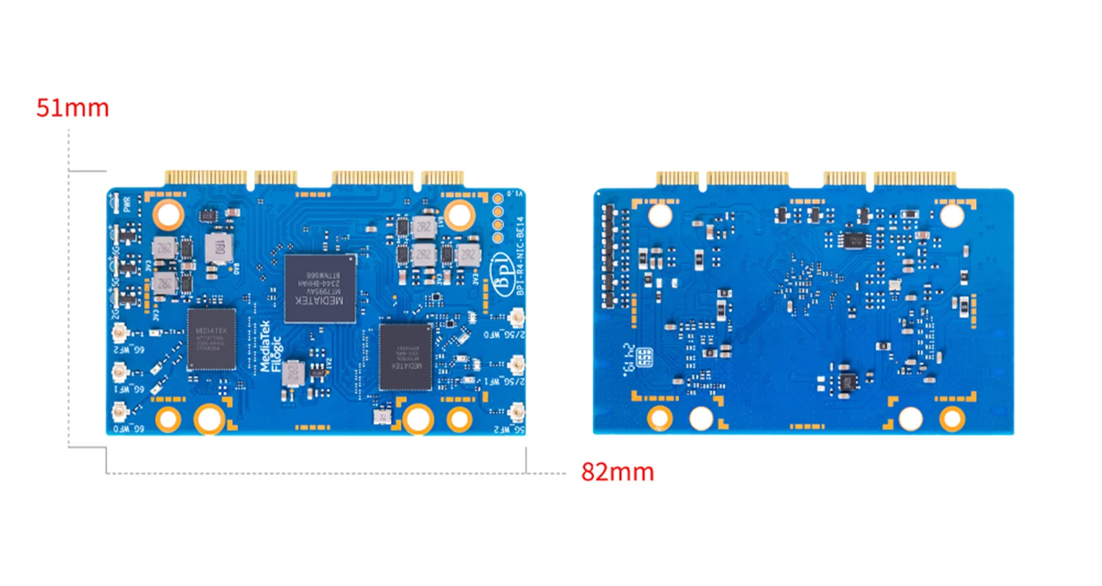 Banana Pi BPI-R4-NIC-BE14 WiFi 7 Module MediaTek MT7995AV Chipset RISC-V MCU 2 P