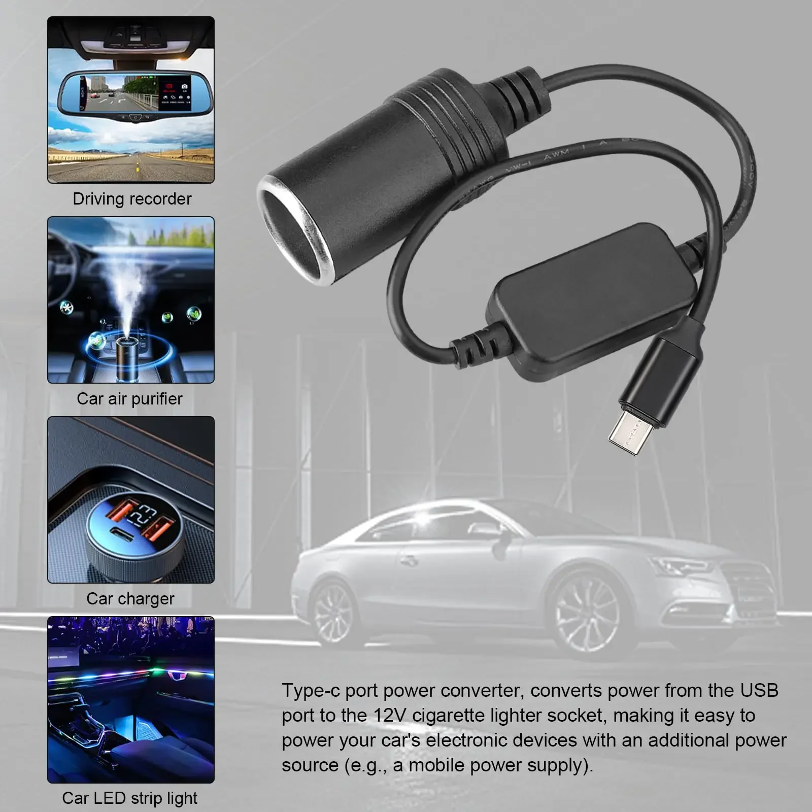 12V 자동차 시가 라이터 소켓 5V 2A USB 12V 자동차 전원 어댑터 케이블 변환기 자동차 전자 액세서리