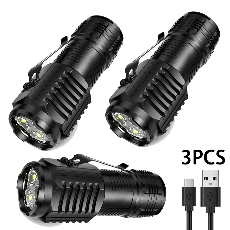 Rechargeable EDC Led Flashlight Portable Strong Light Waterproof Pocket Torch Light for Camping Walking Portable Lighting Lamp