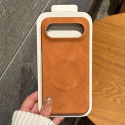 Luxury Sheepskin Leather Magnetic Phone Case - Skin Feel Matte Shockproof Business Cover - Google Pixel 8 Pro (Light Brown)