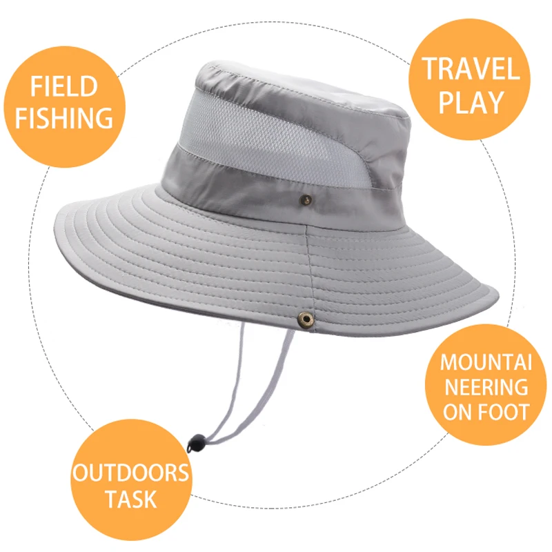 Hot Sale Xioguan 100% Polyester 9201 New Summer Breathable Fisherman Outdoor Mountaineering Big Eaf Sunshade Benni Hat_voghion.com