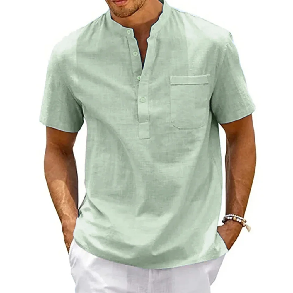 Men’s Cotton Linen Henley 5