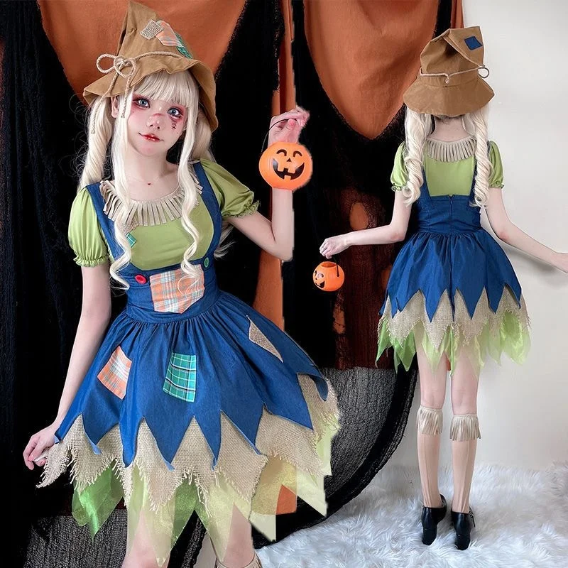 

Halloween Witch Set Scarecrow Adult Cosplay Makeup Ball Party Costume Joker Costume Cos Women's Costume