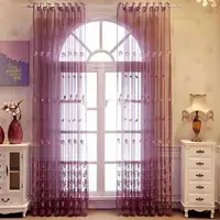 1PC Princess Style Purple Elegant Transparent Bedroom Balconies Thickened Window Curtains Living Room Bay Windows Embroidered 2