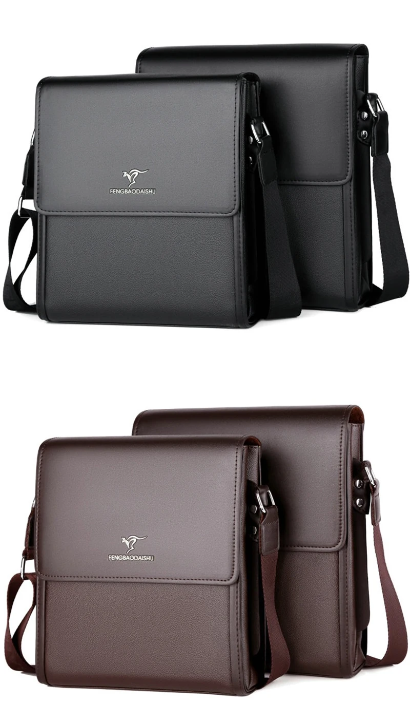 Shoulder Bag For Men PU Leather Porter Briefcase Cross Business Messenger Designer Luxury Crossbody Side Phone Bag Pouch Husband