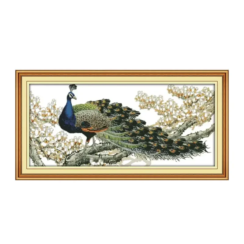 

Peacock cross stitch kit 14ct 11ct count print canvas stitching embroidery DIY handmade needlework