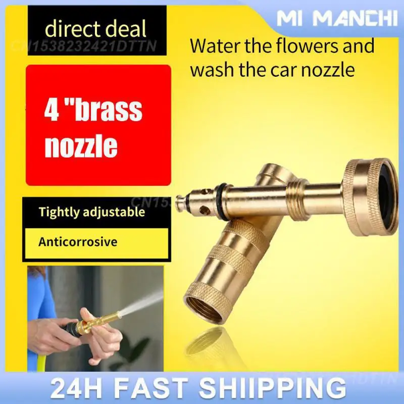 

Copper Water Gun Nozzle Household Watering Spray Nozzle Accessories Tools Direct Spray Sprinkler Quick Connector Portable Brass