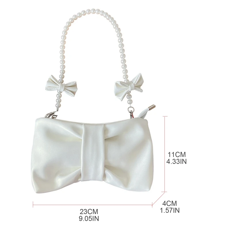 Beautiful Underarm Bag Bow Pearl Chain Crossbody Bag Shoulder Bag for Girls