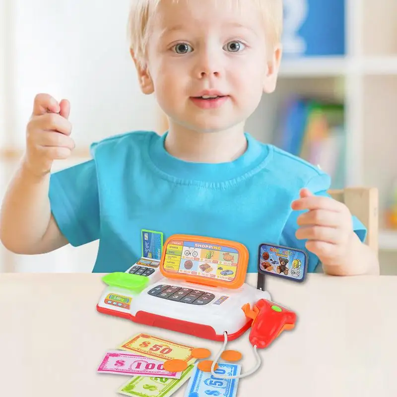Cash Register Toy Cashier Pretend Play With Calculator Colorful Children's Supermarket Checkout Role-Play Cashier Set For Kid Bo 3