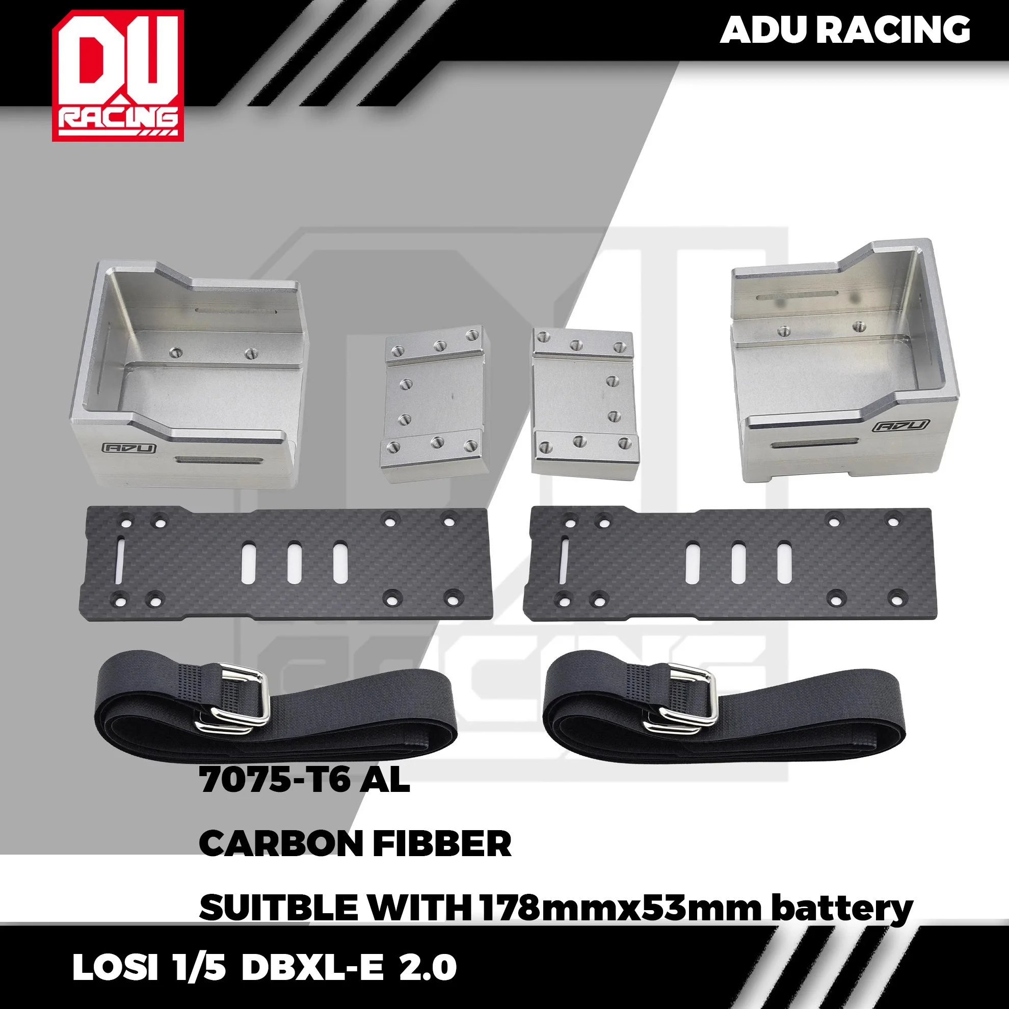 Vassoio Batteria Adu Racing 7075-T6 Al Per Losi Dbxl-E 2.0 Per Batteria 178Mm X 53Mm