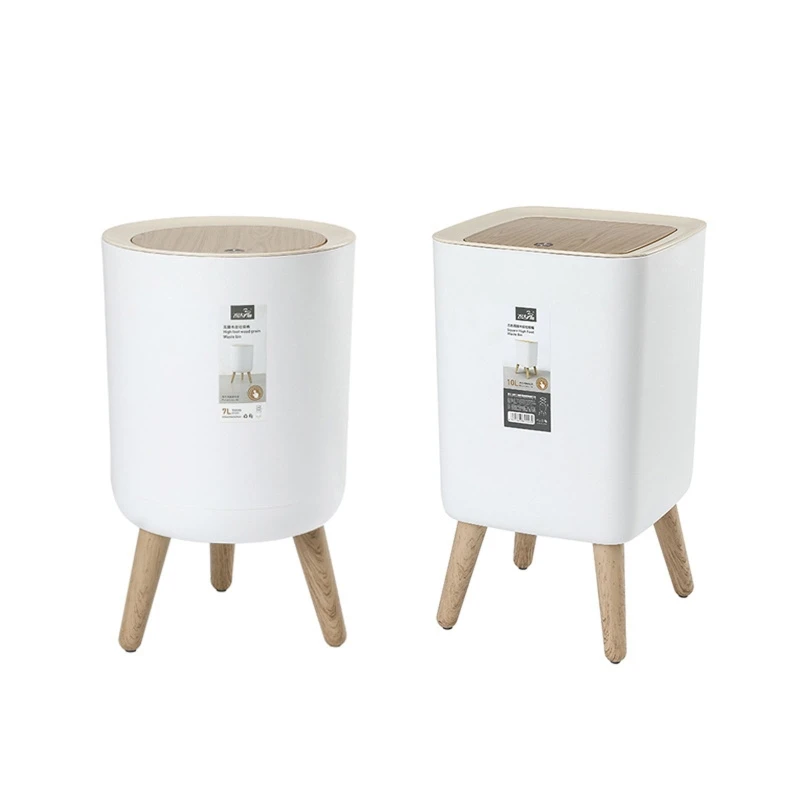 

Large Capacity Press Type Waste Bin Garbage Container Office Plastic Rubbish Bin High Foot Trash Can for Bathroom Kitchen