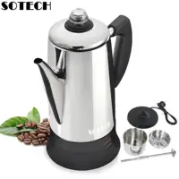 Percolateur à café électrique en acier inoxydable, 110V, 220V, pot, 73 outils, cadeau pour les amateurs de café, 12 standardisation 1