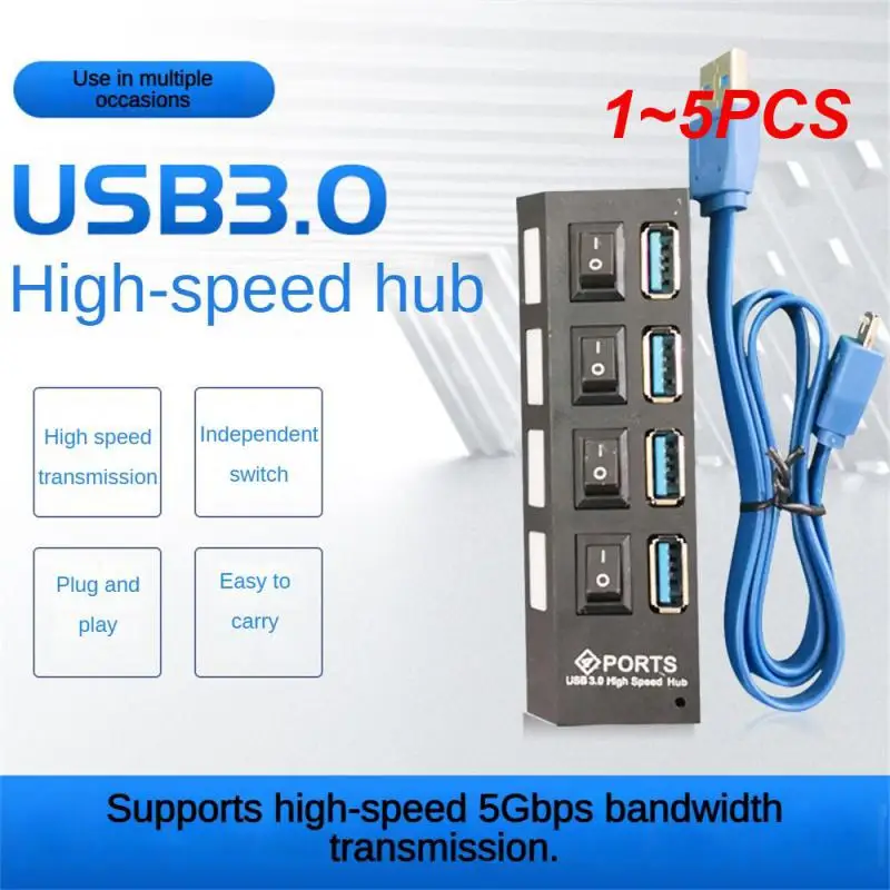 1 ~ 5Pcs 3.0 Hub Usb Hub 3.0 Multi Usb Splitter 3 Hab Usa Adattatore Di Alimentazione 7 Porte Multiple Expander 3.0 Usb3 Hub Con Interruttore Per Pc