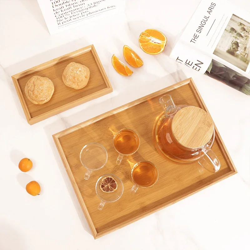 Bamboo Wooden Rectangular Tea Solid Wood Tray trays serving tray Kung Fu Cup Tray Wooden Hotel Dinner Plate