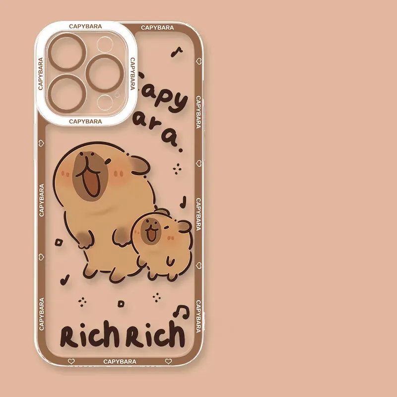 Playful Capybara Cartoon Design Phone Case