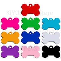 Bulk Pack of 20 Customizable Bone-Shaped Pet ID Tags with Personalized Engraving - 39x26x1mm (Mix Colors 916)