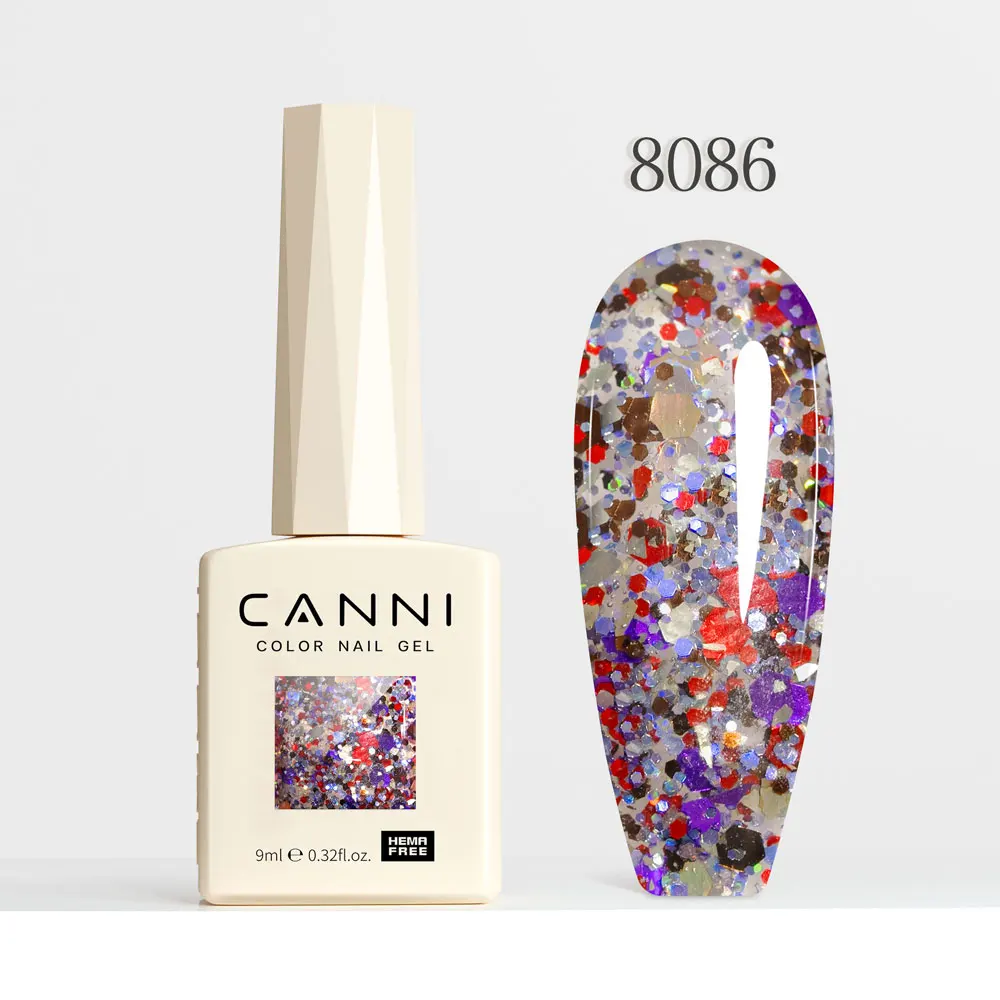 CANNI Super Glossy Glitter Cat Eye Nail Gel Polish - Hema Free Diamond Top Coat, Semi-Permanent UV LED Varnish