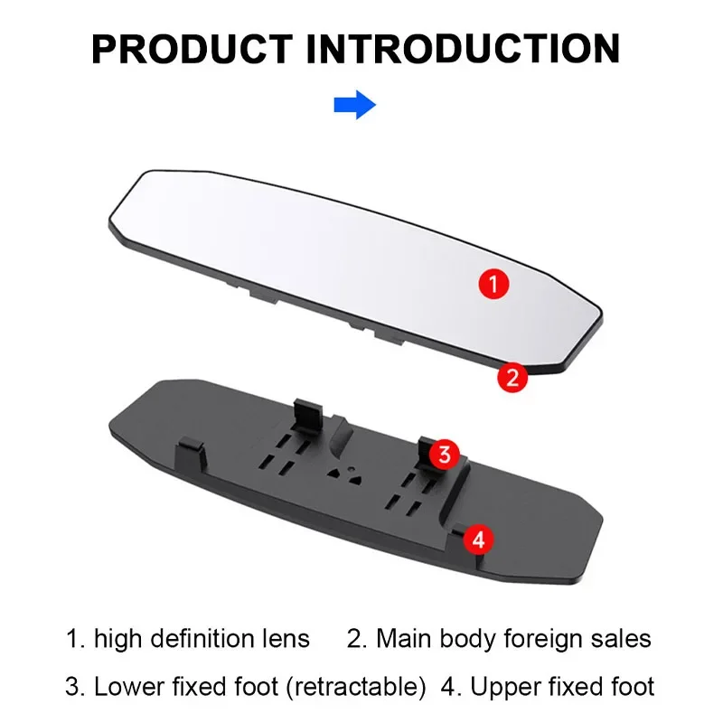 Rear View Mirror Car Reverse Blind Angle Visual Widening Interior Reflective Large Field of View