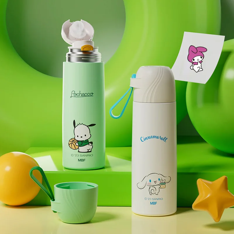 

Sanrio Kawaii Pochacco Cinnamoroll Insulated Cup with Lid Portable Stainless Steel Diagonal Span High Aesthetic Value Gifts