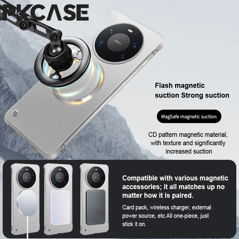 PKCASE Metal Magnetic Frameless Shockproof Wireless Charging Case