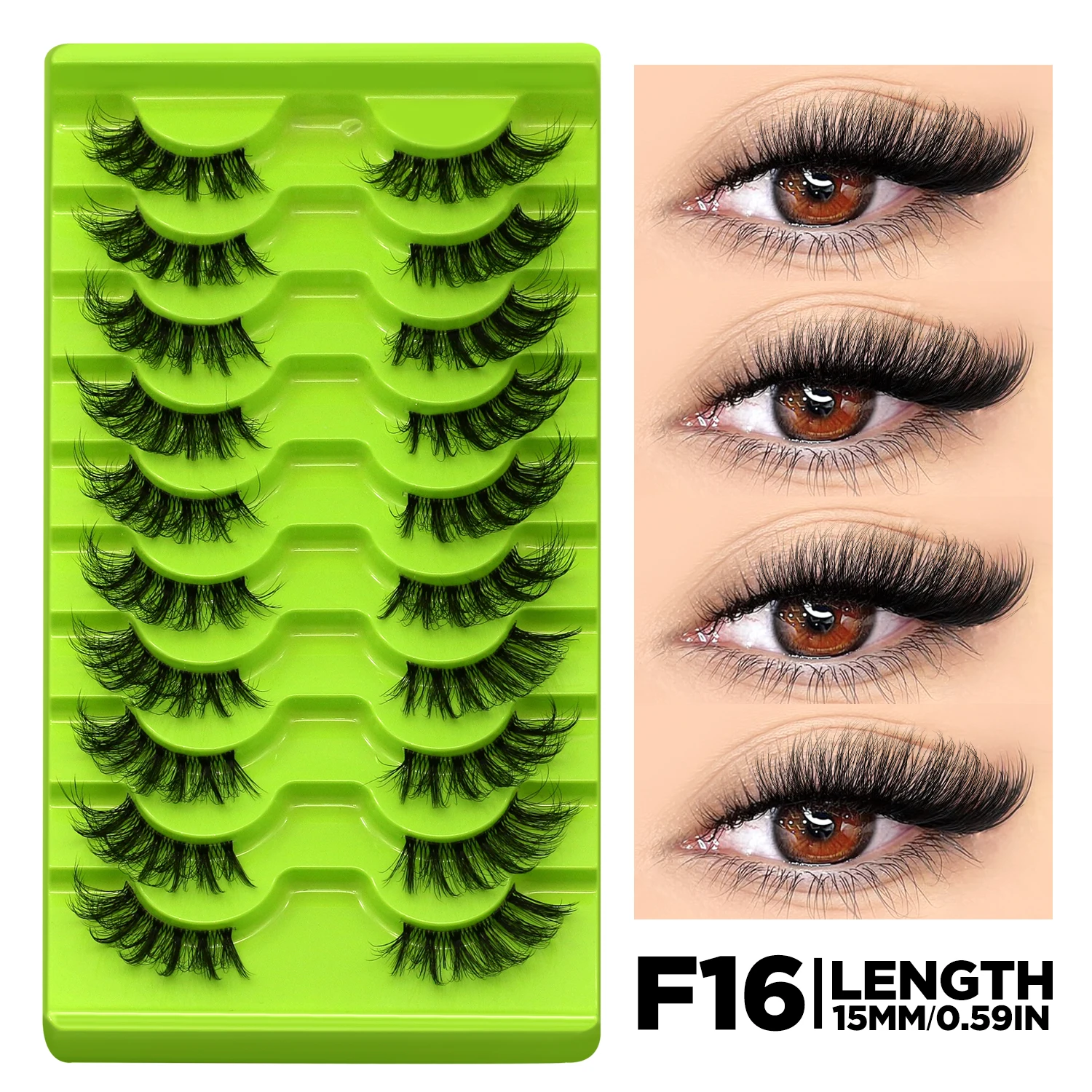 GROINNEYA Half Eyelash Cat Eye Lashes Soft Full Thick Wispy Eyelash Winged End Eye Elongated Eyelash Extension Makeup 12