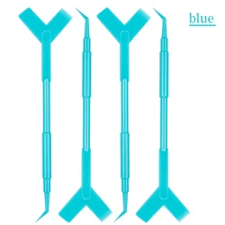 Reusable Eyelash Perming and Lifting Tool Set - Y Shape Comb Applicator Brushes (10-Pack) (Blue)
