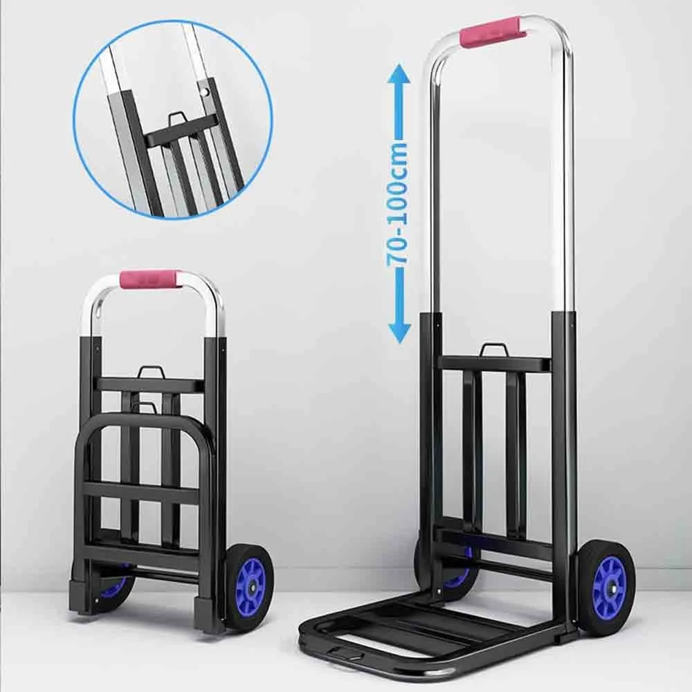Portable Hand Cart Folding Hand Truck Portable Shopping Trolley Outdoor Climb Stairs Luggage Trailer Adjustable Cart Heavy Duty Foldable Hand Sack