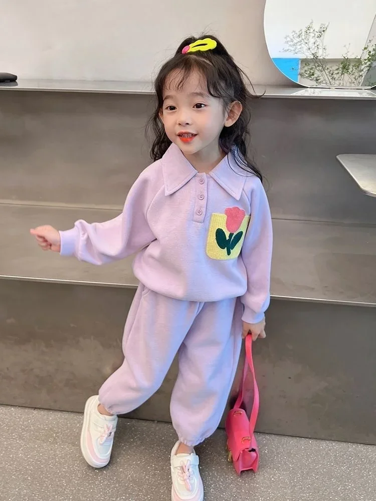 Girls' Casual Two-piece Spring Suit 2024 Children's Spring And Autumn Girls' Sports Suit Clothing Baby Girl Clothes