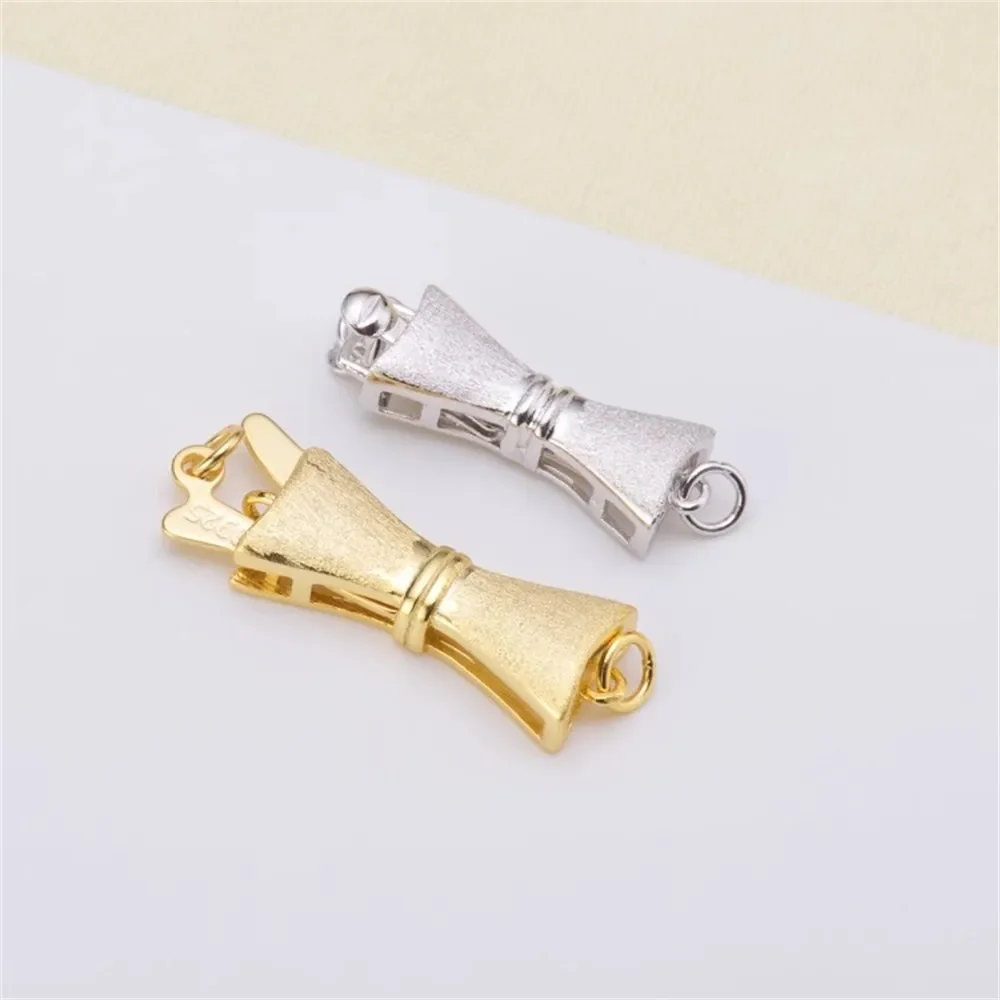

DIY Pearl Accessories S925 Sterling Silver Single Row Buckle Single Row Natural Pearl Necklace Bracelet K Gold Version Buckle