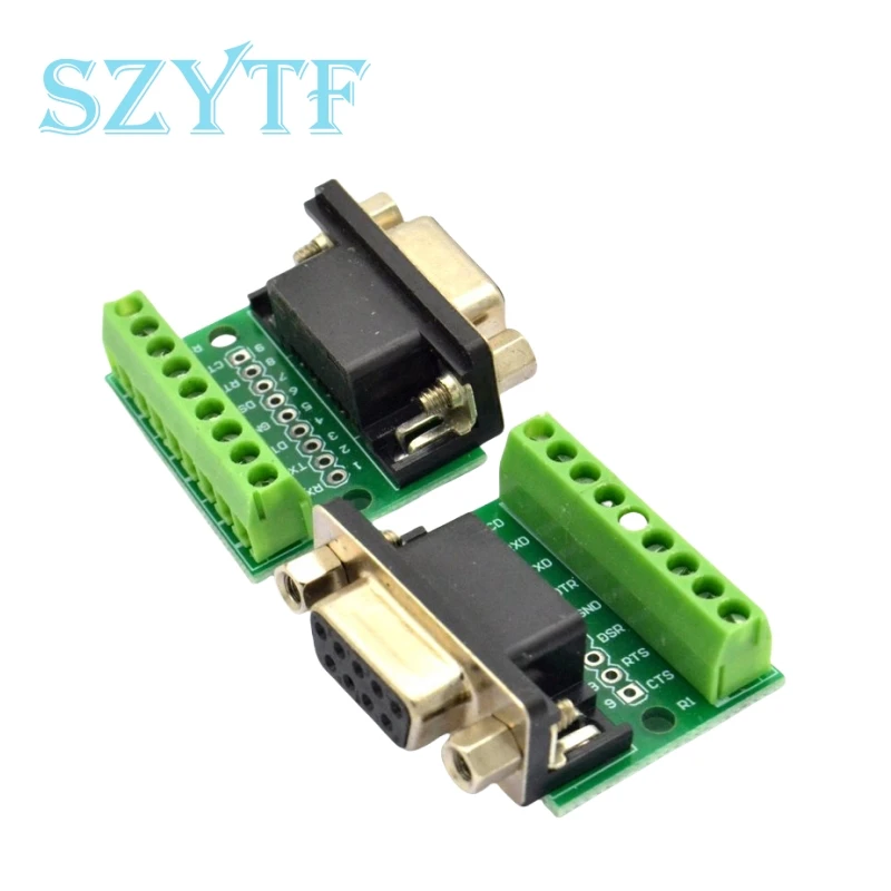 DB9 Male and Female Connector Adapter Screw Terminal 9-Pin 9-Hole RS232 ...