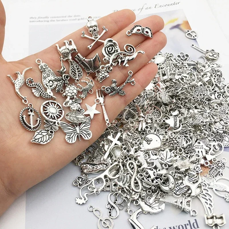 Abalorios de Metal Vintage para fabricación de joyas, abalorios de pájaros y animales, 30/100 piezas, colgante de pulsera artesanal, accesorios de encaje