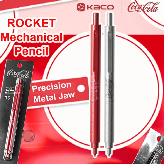 Kaco Classic Mechanical Pencil Coca-Cola Co-branded ROCKET Precision Metal Jaw Anti Breakage Lead Comfort Grip Premium Supplies 1