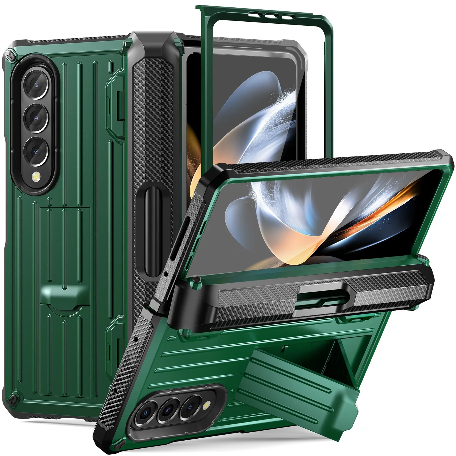

Чехол для телефона Samsung Z Fold 5 4 3 со скрытым кронштейном и слотом для ручки