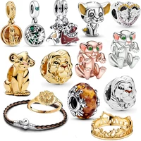 S925 Silver Miniso Disney The Lion King Simba Beads Charms Fit Original Pendant Bracelet Women DIY Jewellry Accessories Making 1
