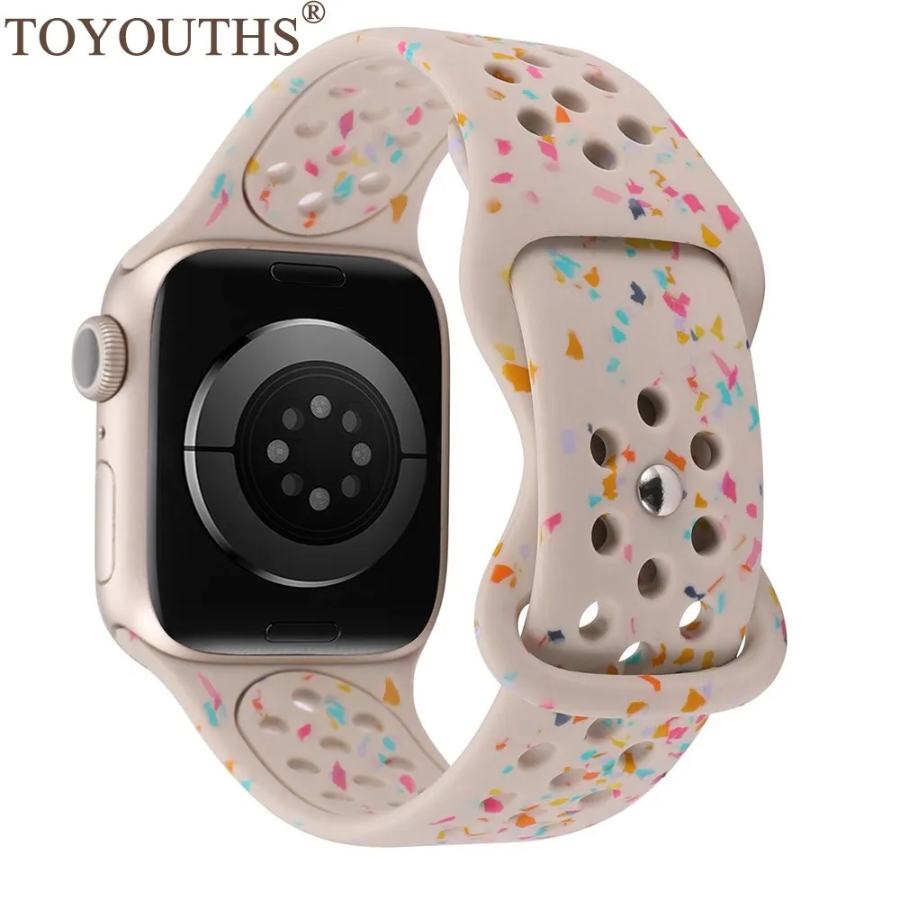 

Ремешок спортивный для Apple Watch Band 41 мм 40 мм 38 мм, мягкий воздухопроницаемый из переработанного пластика для iWatch SE 9 8 7 6 5 4 3 2 1