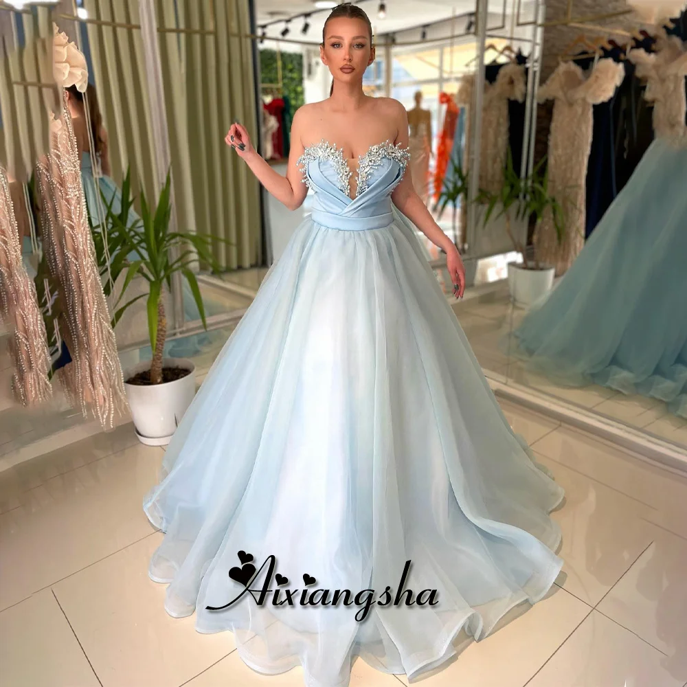 

Aixiangsha Charming Latest Celebrity Dresses Sweetheart Pearls Rhinestones Pleat Draped Puffy Vestidos de Graduación Custom Made
