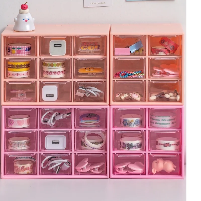 INS 6/9 Grids Dust Proof Drawer Storage Box Stationery Jewelry Hand Ledger Desktop Mini Girl Heart Storage Cabinet storage box