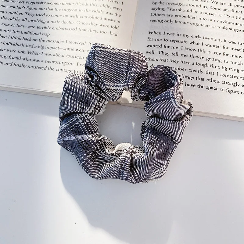 2022 Summer Korean Organza Plaid Scrunchie Women Girls Ponytail Holder Hair Ties Satin Elastic HairBands Hair Accesories goody hair clips Hair Accessories