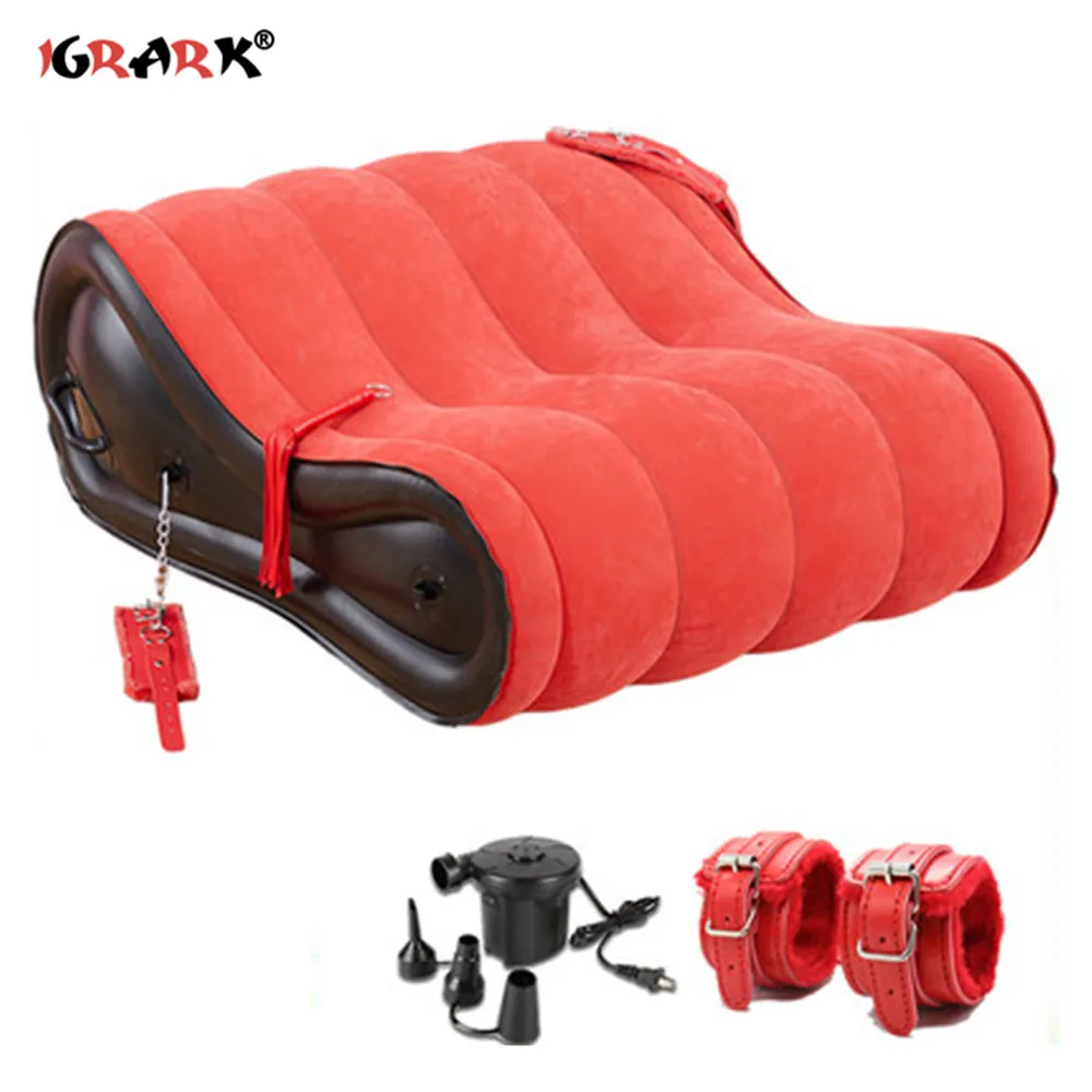 Inflatable Sex Sofa Erotic Chair Sexules Pose Furniture Adult Games Outdoor Foldable Bed Sex Toys for Couples Two With Handcuffs