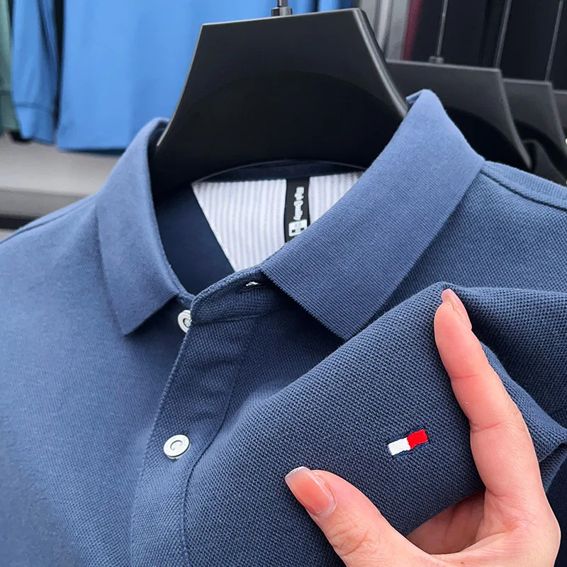 

Luxury Quality Spring/Autumn 100%Cotton Men's Polo Shirt Lapel Exquisite Embroidery Korea Fashion Long Sleeve Versatile Menswear
