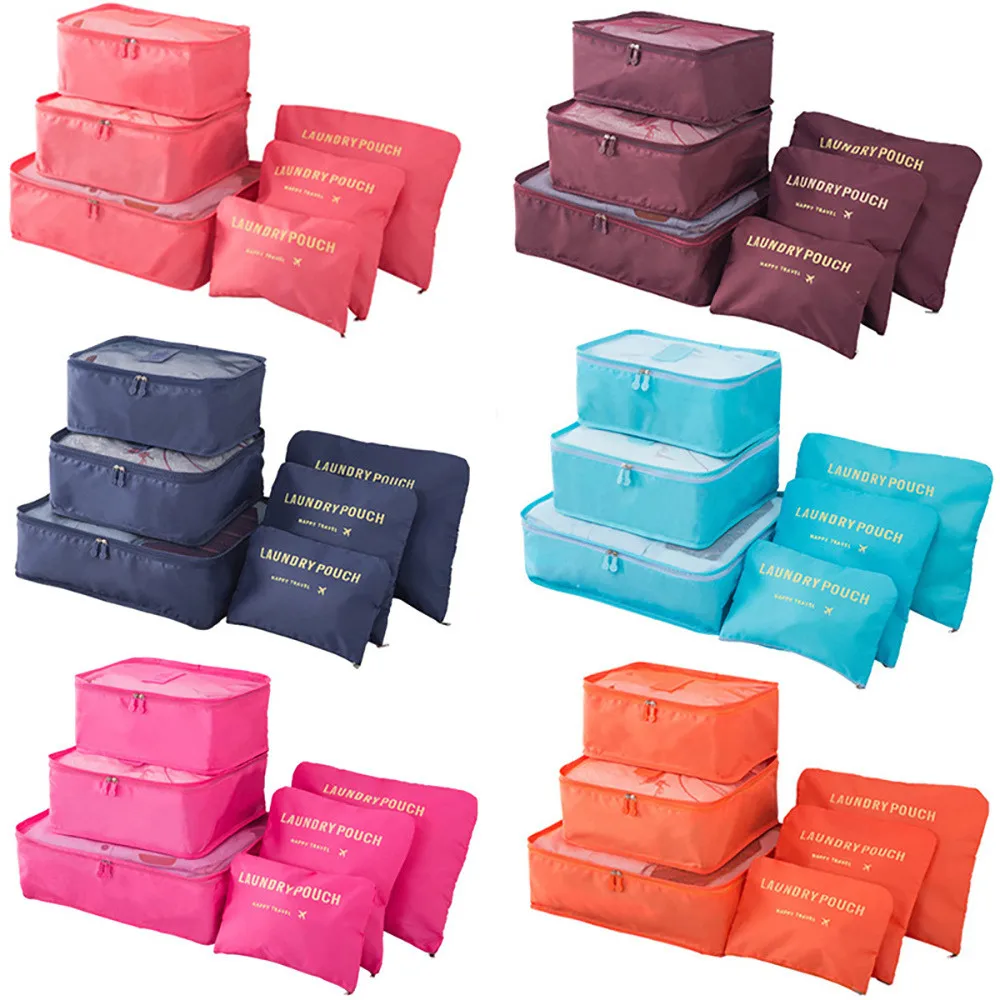 

6 Pieces Set Travel Storage Bags Waterproof Travel Organizer Portable Luggage Organizer Clothes Shoe Tidy Pouch Packing Set