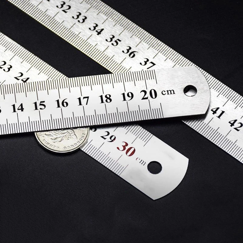 ANBOO Roestvrijstalen liniaal, 12-delige metalen set - 10 cm, 15 cm, 20 cm, 30 cm, dubbelzijdige schaalverdeling technische liniaal voor onderwijs, kantoorgebruik